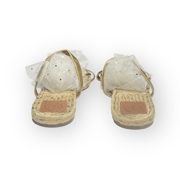 Tory Burch ✤ Two Band Flats Espadrilles Slides Jute Sandals ✤ Metallic Gold ✤ 8M - Picture 6 of 17